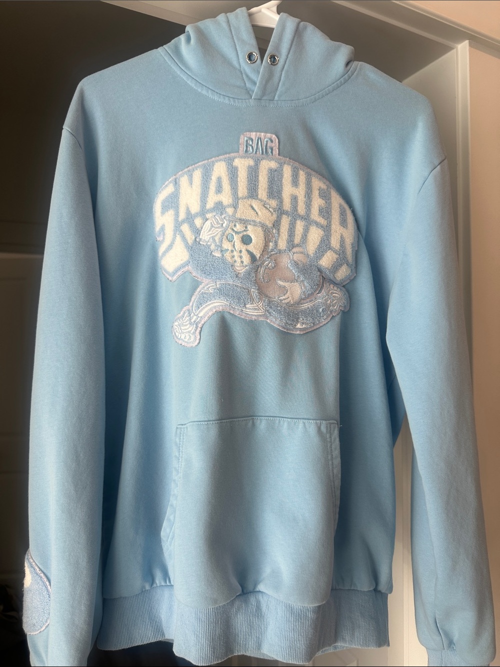 Men's Snatcher Apparel Bag Snatcher Light Blue Hoodie with Graphic